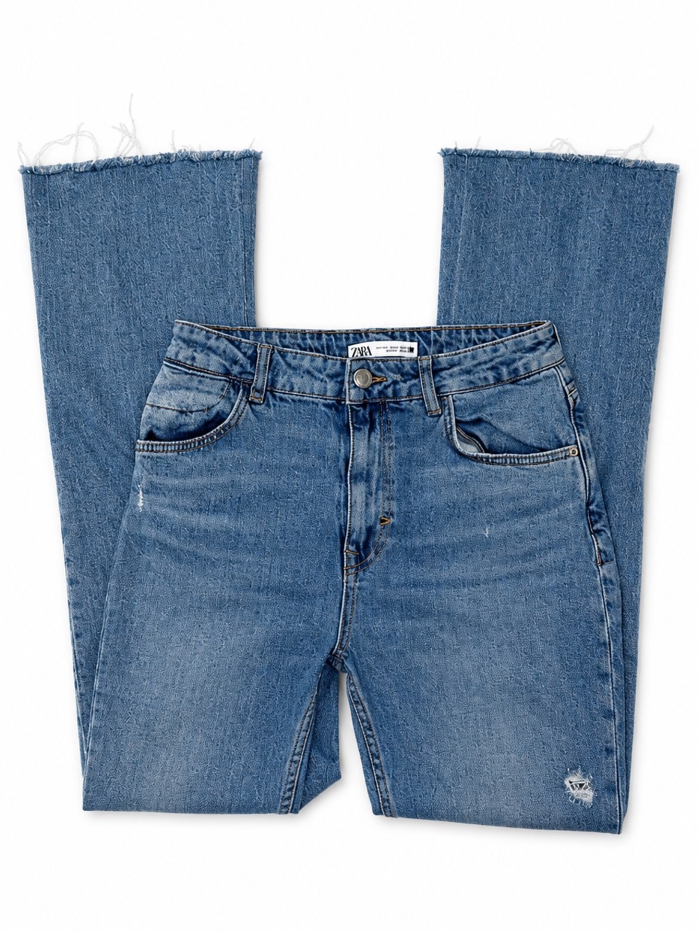 Zara Medium Wash Flare Leg Jeans in Blue Size 6